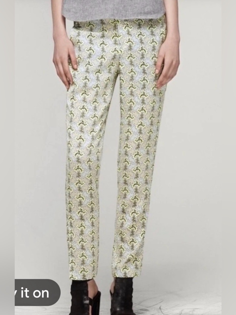 Rag & Bone 85% Silk Stretch Printed Straight Leg Pants Size 2